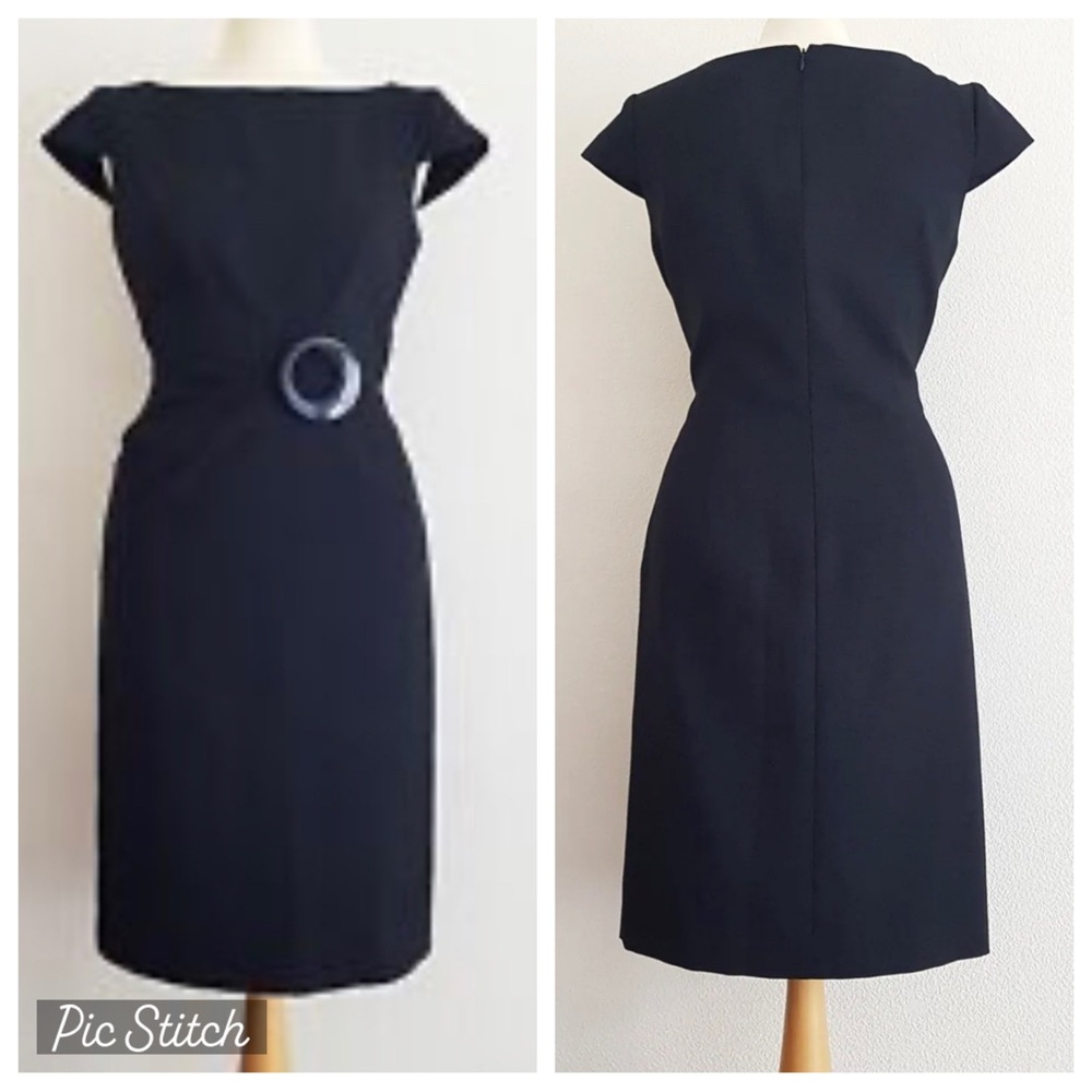 David Meister Black Woven Mid-Length Dress